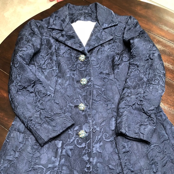 Vintage navy blue long length coat - Picture 2 of 16